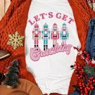 White Lets Get Cracking Print Christmas Crewneck T Shirt