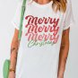 White Merry Christmas Crew Neck Graphic Tee
