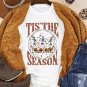 White Halloween Season Dancing Skeleton Graphic Tee