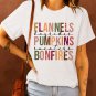 White FLANNELS PUMPKINS BONFIRES Crewneck Graphic Tee