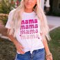 White Round Neck mama Graphic Casual Tee