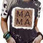 Black Leopard MAMA Graphic Tie Dye Casual Tee