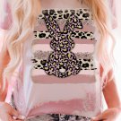 Pink Tie Dye Contrast Leopard Rabbit Graphic T Shirt