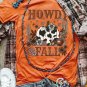 Orange HOWDY FALL Western Pumpkin Graphic T Shirt