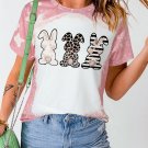 Pink Bleached Tie dye Easter Rabbits Graphic T Shirt