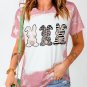 Pink Bleached Tie dye Easter Rabbits Graphic T Shirt