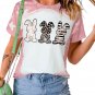 Pink Bleached Tie dye Easter Rabbits Graphic T Shirt