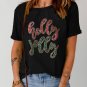 Black Christmas Sequined holly jolly Graphic Tee