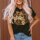 Black Halloween Sunflower Pumpkin Graphic Tee