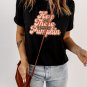Black Hey There Pumpkin Leopard Graphic Tee