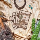 Khaki Western Poker Cards Graphic T Shirt