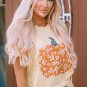 Khaki Sweet Floral Pumpkin Graphic Tee