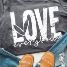 Gray LOVE everybody Graphic T Shirt