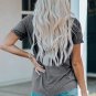Gray Christmas Santa Hat Snowflake Slogan Graphic Tee