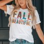 White FALL BEAUTIFUL Leopard Print Short Sleeve T Shirt