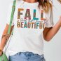 White FALL BEAUTIFUL Leopard Print Short Sleeve T Shirt