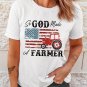 White So GOD Made A FARMER Flag Graphic Tee