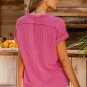 Rose Red Textured USA Graphic T Shirt