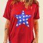 Red Sequin Star Graphic Crewneck T Shirt