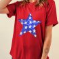 Red Sequin Star Graphic Crewneck T Shirt