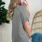 Medium Grey Sequin Baseball Pattern Corded Crewneck T Shirt