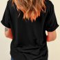 Black Glittering Rhinestone American Flag Pattern T Shirt