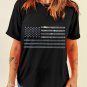 Black Glittering Rhinestone American Flag Pattern T Shirt