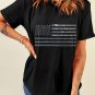 Black Glittering Rhinestone American Flag Pattern T Shirt