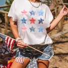 White Flag Day Stars Print Crew Neck T Shirt