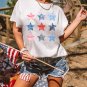 White Flag Day Stars Print Crew Neck T Shirt