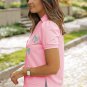 Pink Sequin Bow Knot Patched Collared V Neck T Shirt