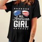 Black Stars and Stripes Glasses Slogan Graphic T Shirt