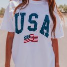 White USA Flag Graphic Oversized Tee