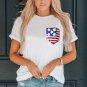White American Flag Sequin Pocket Patched T Shirt