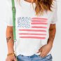White American Flag Pattern Crew Neck Short Sleeve Tee