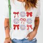 White July 4th Celerbration Bowknot Firework Graphic Tee