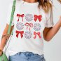 White July 4th Celerbration Bowknot Firework Graphic Tee