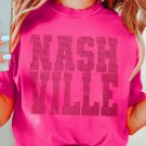 Rose Red NASHVILLE Rhinestone Crew Neck Graphic Tee