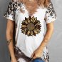 Chestnut Leopard Bleached Sunflower Graphic Crewneck T Shirt