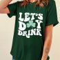 Green Lets Day Drink Clover Print Round Neck T Shirt