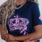Navy Blue Crown Graphic Crew Neck T Shirt
