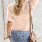 Pink Easter Rabbit Checkered Flower Print O-neck T Shirt