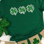 Green St Patrick Clover Patch Sequin Graphic T Shirt