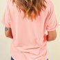 Pink Bow Knots Print Slim Fit Crew Neck T Shirt