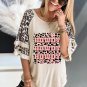 Apricot HOWDY Leopard Print Tiered Ruffled 3/4 Sleeve Tee
