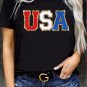 Black Glitter Trim Chenille USA Graphic T Shirt