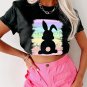 Black Rainbow Splash Easter Rabbit Graphic Tee