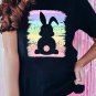 Black Rainbow Splash Easter Rabbit Graphic Tee