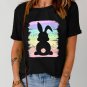 Black Rainbow Splash Easter Rabbit Graphic Tee