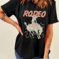 Black RODEO Cowboy Graphic Crewneck T Shirt